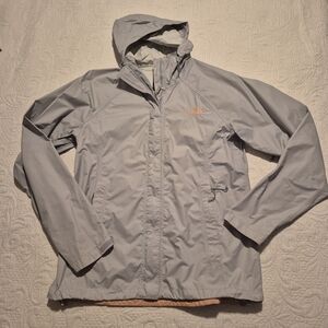 North Face women's Medium gray windbreaker hooded jacket VGUC